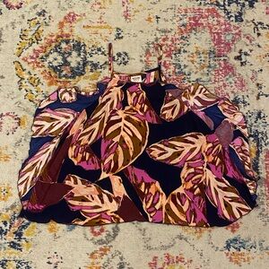 Mossimo Supply Co. Pink and Purple Leaf Print Camisole